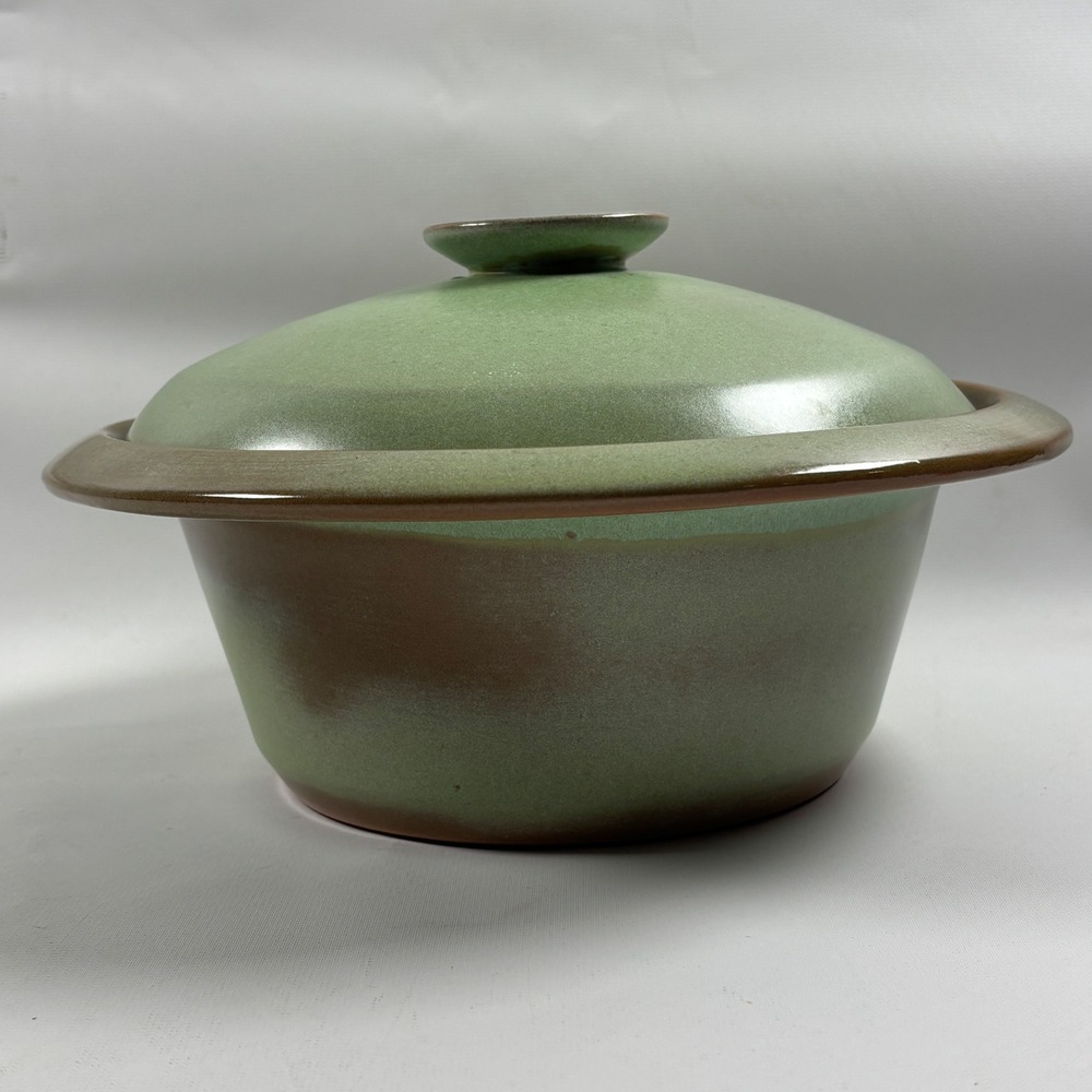Vintage Frankoma 6VS Covered Casserole Plainsman Prairie Green 1.5qt Bean Pot